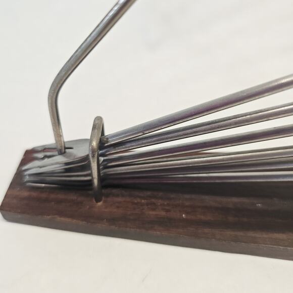 Mid-century Fondue Skewers Forks With Holder wood Handles & Base Retro Japan MCM - Picture 3 of 10